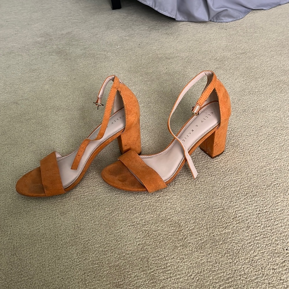 3 inch orange heels, size 7